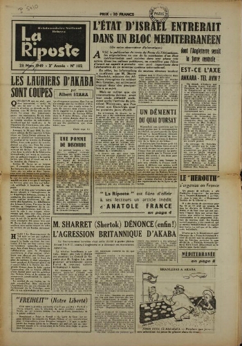 La Riposte N°102 (23 mars 1949)